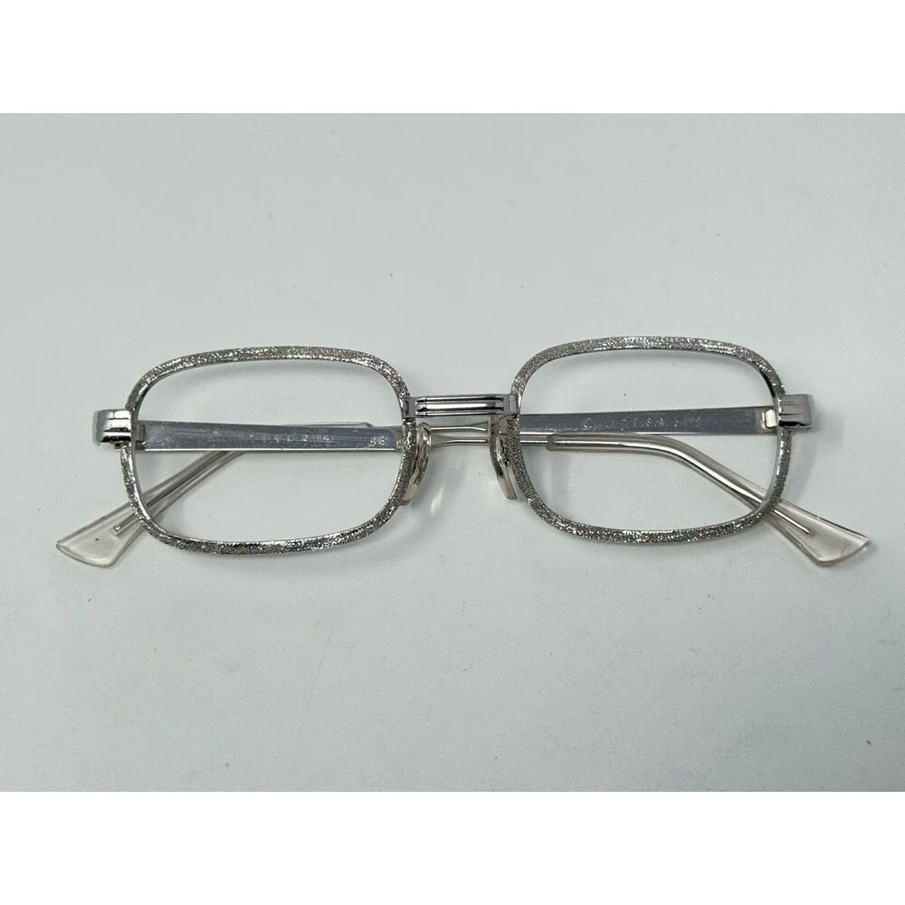 1970s Allan U.S.A. Silver Glitter New Old Stock Eyeglass Frames 45-17-135